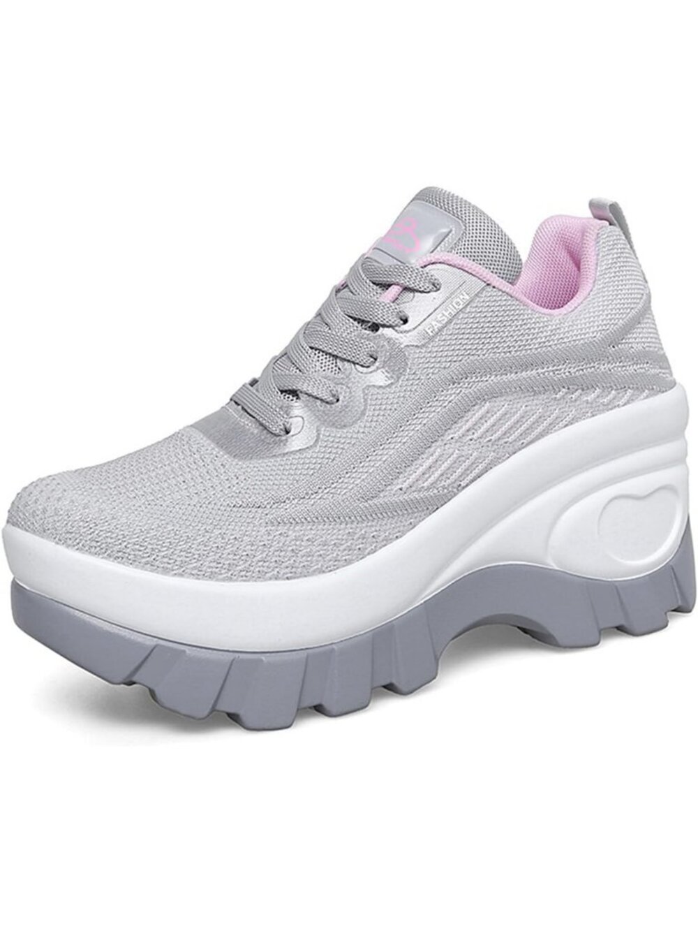 Women's Beige Orthopedic Wedge Knitted Breathable Lace Up Casual Fashion Sneaker
